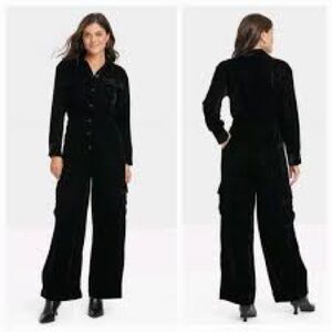 Universal Thread Black Velvet Jumpsuit